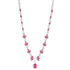 Sterling Silver Lab-created Ruby & Lab-created White Sapphire Necklace, Women's, Size: 17, Red