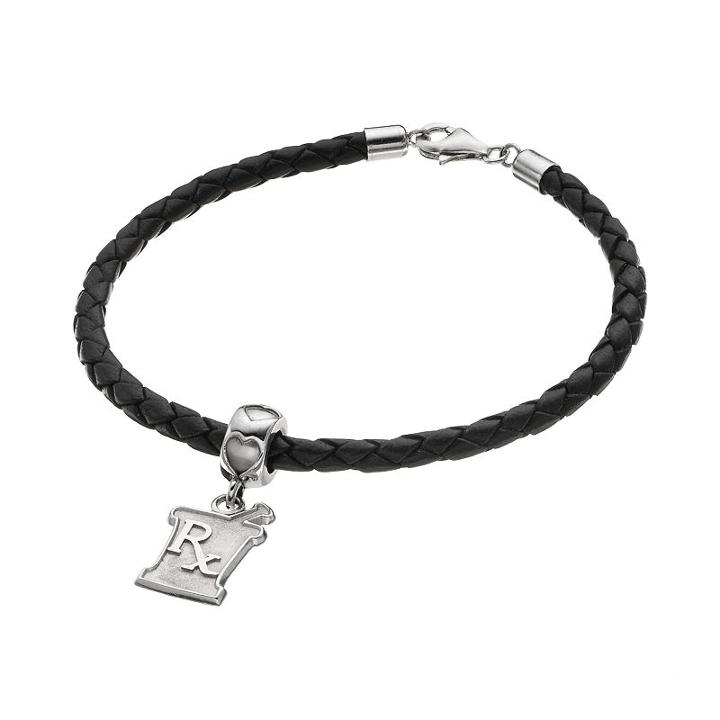 Logoart Sterling Silver & Leather Rx Mortar & Pestle Pharmacist Charm Bracelet, Women's, Size: 7.5, Grey