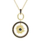 V19.69 Italia 18k Gold Over Silver Black Sapphire Sunflower Pendant, Women's, Size: 20