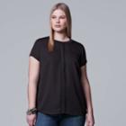 Plus Size Simply Vera Vera Wang Essential Popover Top, Women's, Size: 0x, Black