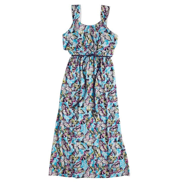 Girls 7-16 Three Pink Hearts Flounce Printed Maxi Dress, Size: 10, Light Blue