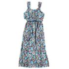 Girls 7-16 Three Pink Hearts Flounce Printed Maxi Dress, Size: 10, Light Blue