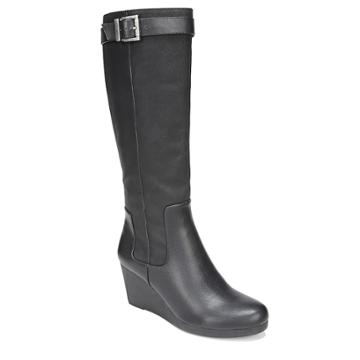 Lifestride Navia Women's Wedge Knee High Boots, Size: 10 Wide, Black