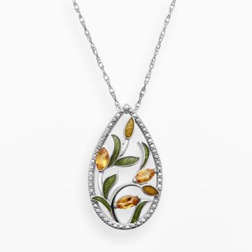 Chloe And Zoe Sterling Silver Citrine Flower Teardrop Pendant, Women's, Size: 18, Orange