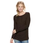 Women's Sonoma Goods For Life&trade; Lattice Cable-knit Crewneck Sweater, Size: Medium, Dark Brown