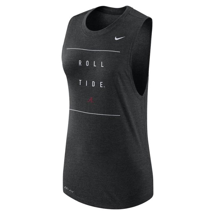 Women's Nike Alabama Crimson Tide Dri-fit Muscle Tank Top, Size: Large, Black