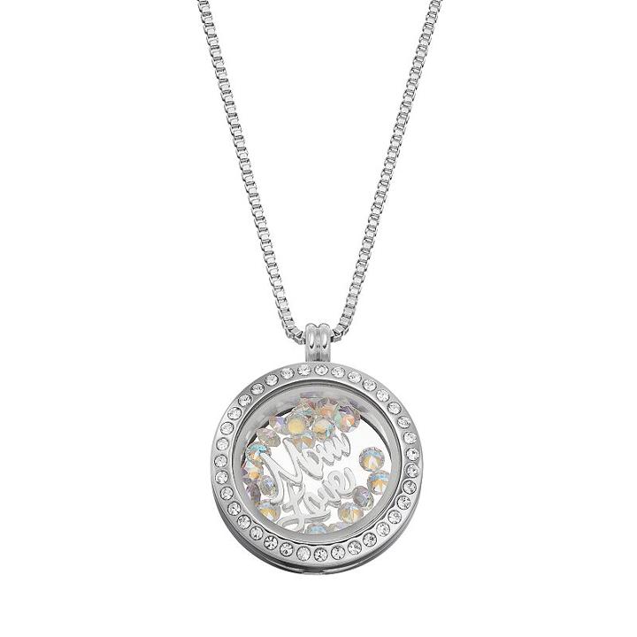 Blue La Rue Stainless Steel 1-in. Round Mom Charm Locket, Women's, Size: 24, Silver