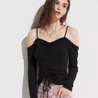 K/lab Ruched Off The Shoulder Tee, Teens, Size: Large, Black