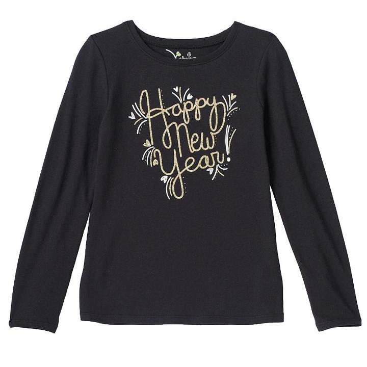 Girls 4-10 Jumping Beans&reg; Happy New Year Glitter Tee, Girl's, Size: 4, Oxford
