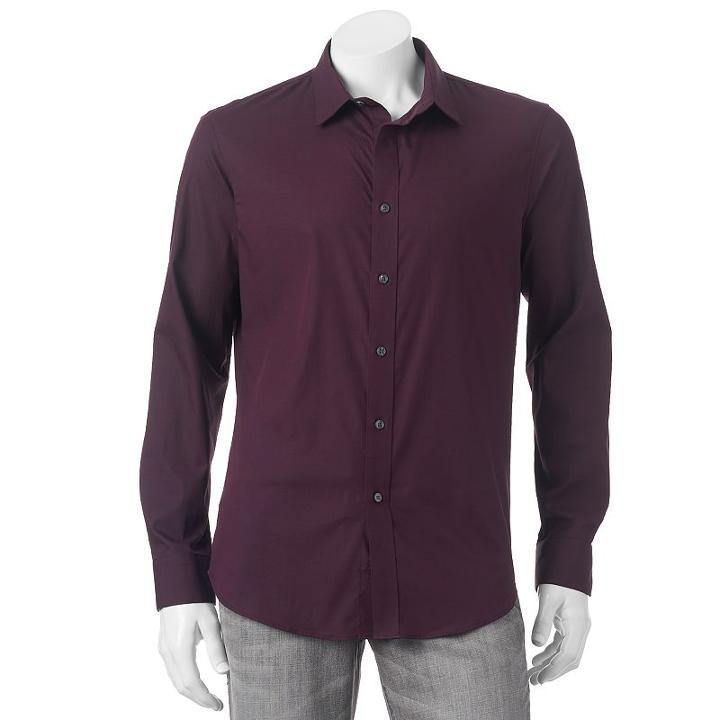 Big & Tall Apt. 9&reg; Slim-fit Stretch End-on-end Button-down Shirt, Men's, Size: 3xl Tall, Red