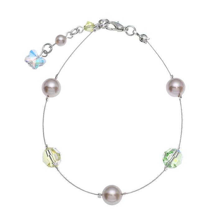 Crystal Avenue Silver-plated Simulated Pearl And Crystal Bead Bracelet - Made With Swarovski Crystals, Women's, Size: 7, Multicolor