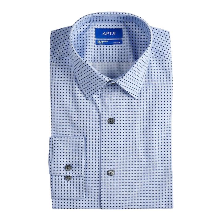 Men's Apt. 9&reg; Slim-fit Premier Flex Collar Stretch Dress Shirt, Size: 15.5-34/35, Light Blue