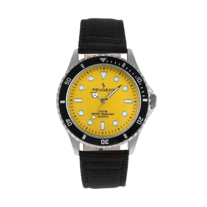 Peugeot Men's Nylon & Leather Sport Watch - 2057yl, Size: Large, Black