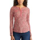 Women's Chaps Pocket Henley, Size: Large, Pink