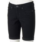 Juniors' So&reg; Rolled Denim Bermuda Shorts, Girl's, Size: 13, Black