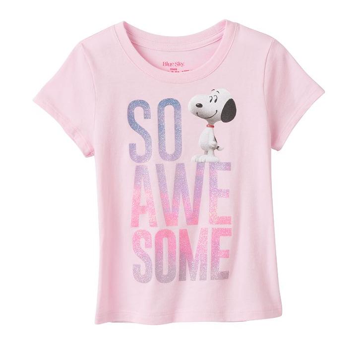 Girls 4-6x Peanuts Snoopy So Awesome Glitter Tee, Girl's, Size: 6, Dark Pink