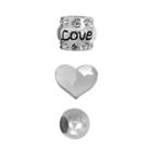 Individuality Beads Sterling Silver Crystal Love, Heart And Spacer Bead Set, Women's, White