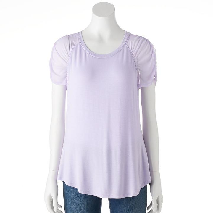 Women's Jennifer Lopez Ruched Mesh Tee, Size: Xs, Brt Purple