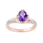 14k Rose Gold Amethyst & 1/5 Carat T.w. Diamond Ring, Women's, Size: 8, Purple