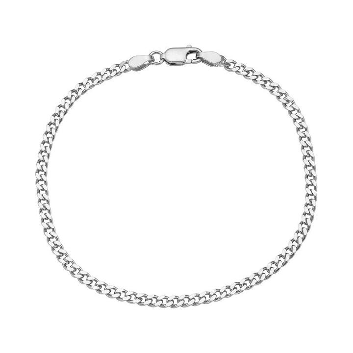 Sterling Silver Curb Chain Bracelet, Women's, Size: 7.5, Grey