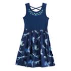 Girls 7-16 So&reg; Criss-cross Back Mixed Media Dress, Size: S/7-8, Dark Blue