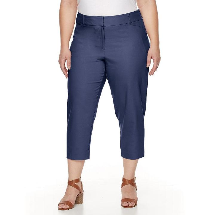 Plus Size Apt. 9&reg; Torie Capri Dress Pants, Women's, Size: 24 W, Dark Blue