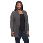 Plus Size Napa Valley Textured Open-front Cardigan, Women's, Size: 1xl, Dark Brown