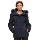 Women's Zeroxposur Faux-fur Trim Puffer Jacket, Size: Large, Brt Blue