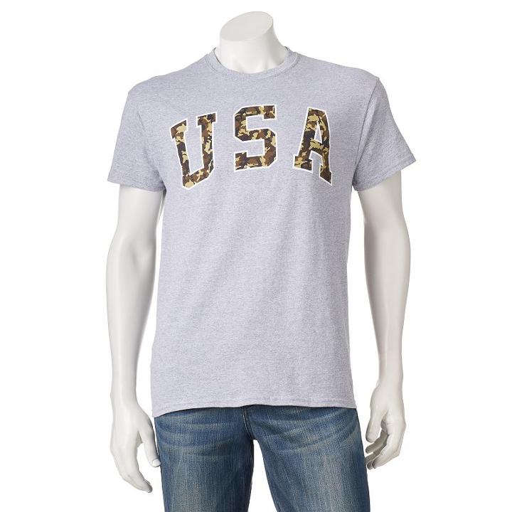 Men's Camo Usa Tee, Size: Xxl, Med Grey