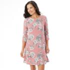 Women's Apt. 9&reg; Floral French Terry Dress, Size: Xl, Mauve Rose