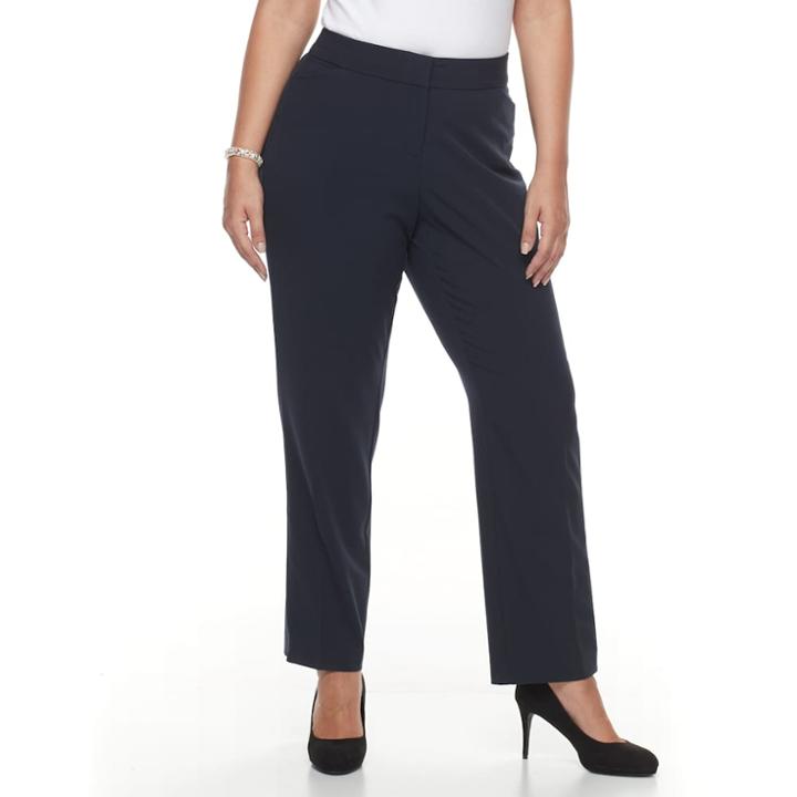 Plus Size Croft & Barrow&reg; Straight Leg Trousers, Women's, Size: 16 W, Blue (navy)