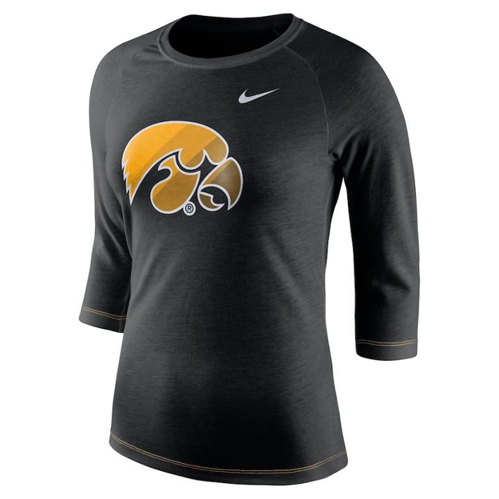 Women's Nike Iowa Hawkeyes Champ Drive Tee, Size: Small, Black