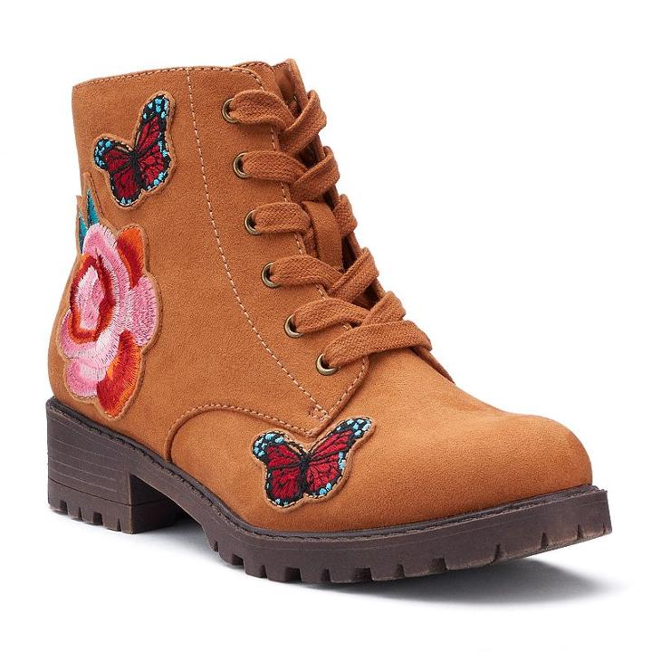So&reg; Kayla Girls' Combat Boots, Girl's, Size: 13, Brown