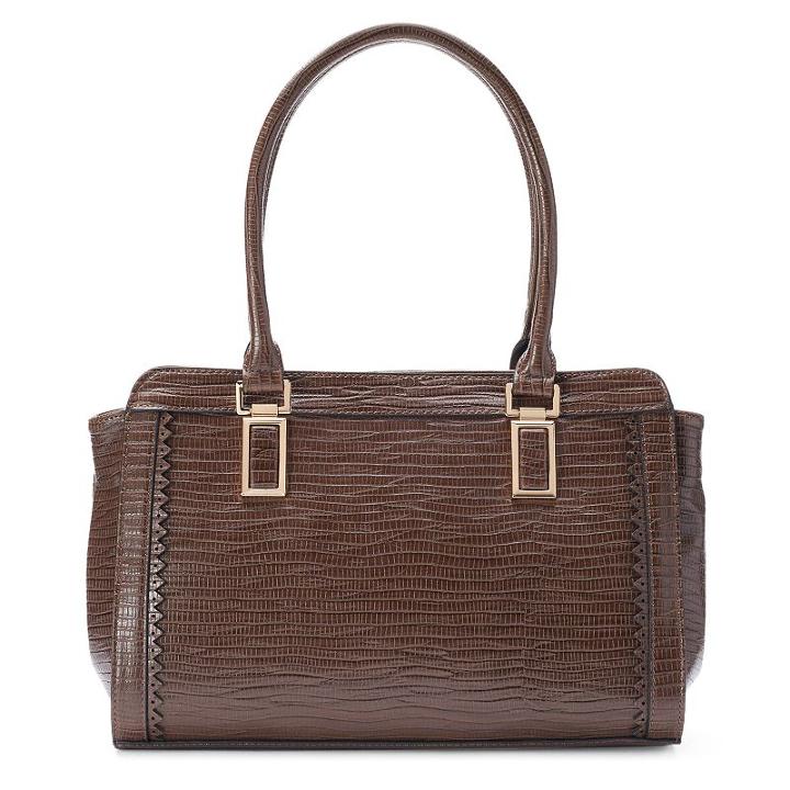 La Diva Surrey Faux Snakeskin Satchel, Women's, Brown