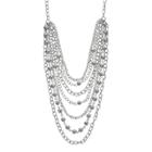 Metallic Bead Swag Necklace, Women's, Silver