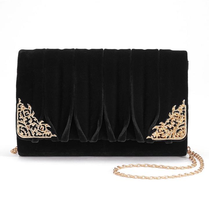 Lenore By La Regale Velvet Roll Clutch, Women's, Black