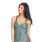 Women's Ibiza Macram Tankini Top, Size: Medium, Dark Green