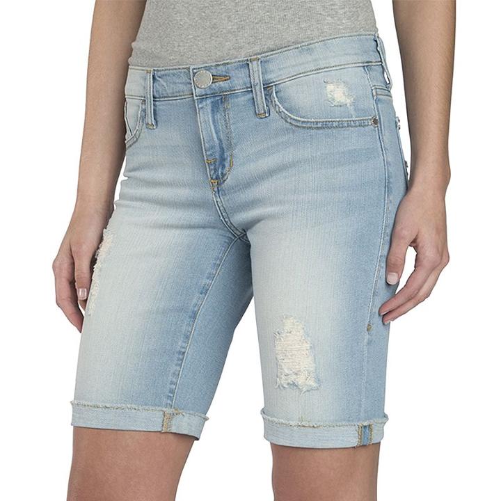 Women's Rock & Republic&reg; Ripped Bermuda Jean Shorts, Size: 16, Light Blue