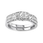 14k White Gold 1 1/10 Carat T.w. Diamond 3-stone Tiered Engagement Ring Set, Women's, Size: 9