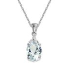 10k White Gold Aquamarine And Diamond Accent Pendant, Women's, Size: 18, Blue