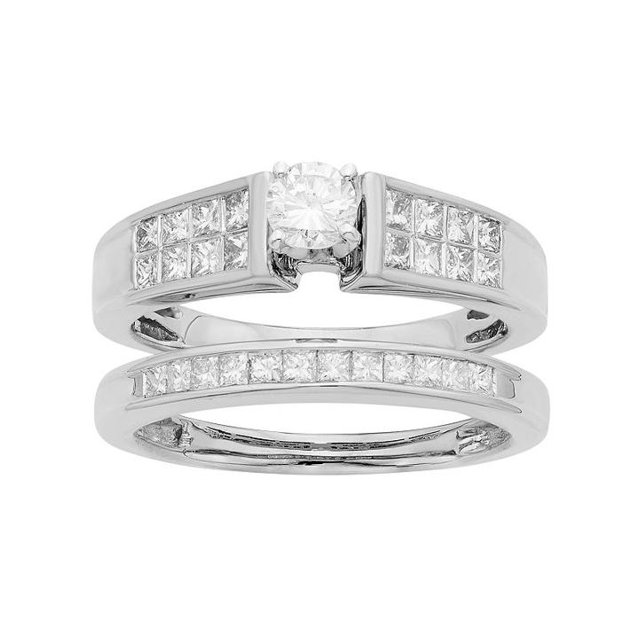 14k Gold Igl Certified 1 Carat T.w. Diamond Engagement Ring Set, Women's, Size: 7, White