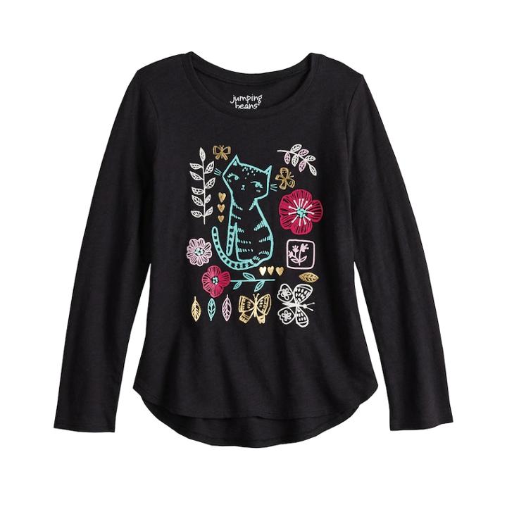 Girls 4-12 Jumping Beans&reg; Embellished Graphic Long-sleeve Tee, Size: 7, White