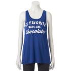 So, Juniors' &reg; Open Back Graphic Tank, Girl's, Size: Medium, Dark Blue