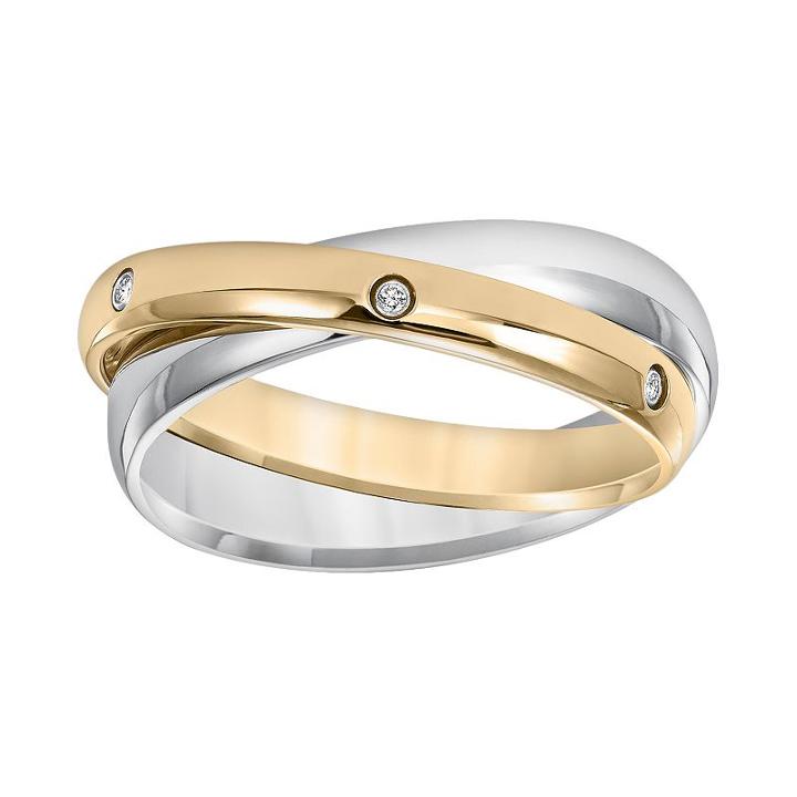 Cherish Always Yellow Ion-plated Stainless Steel And Stainless Steel Diamond Accent Double Band, Women's, Size: 4