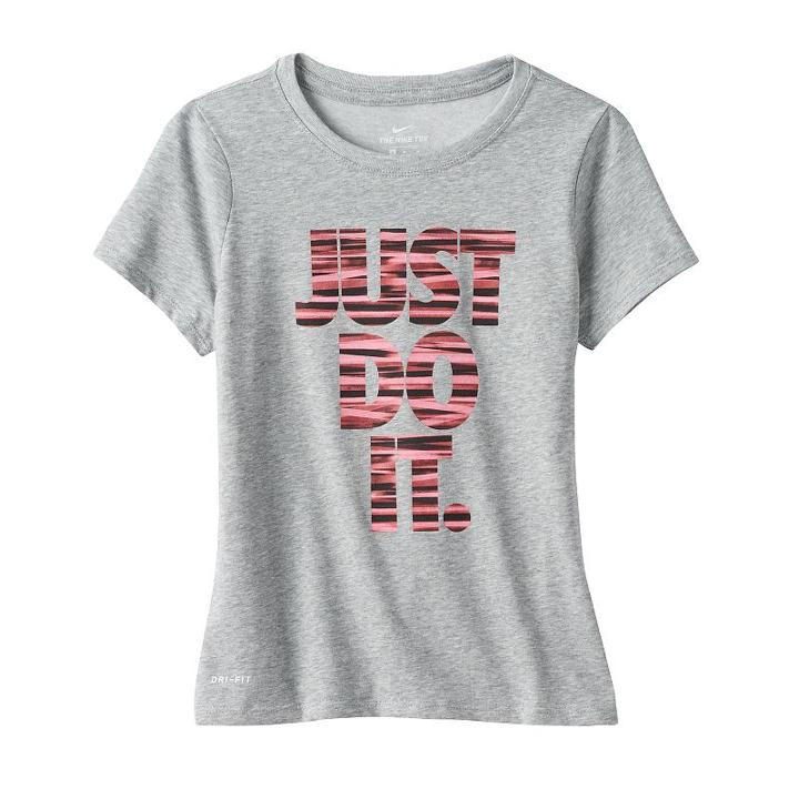 Girls 7-16 Nike Dri-fit Just Do It Stripe Tee, Girl's, Size: Large, Grey Other