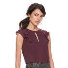 Women's Elle&trade; Pintuck Ruffle Top, Size: Medium, Red