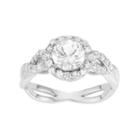 100 Facets Of Love 10k White Gold Lab-created White Sapphire Halo Engagement Ring, Women's, Size: 7