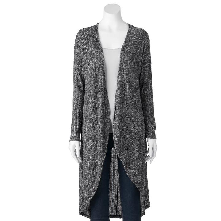 Women's French Laundry Marled Long Open-front Cardigan, Size: Large, Grey Other