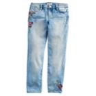Girls 7-16 Mudd&reg; Floral Embroidered Relax Fit Ankle Jeans, Size: 12, Blue