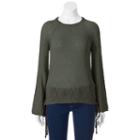 Juniors' Pink Republic Lace-up Side Sweater, Teens, Size: Small, Green Oth
